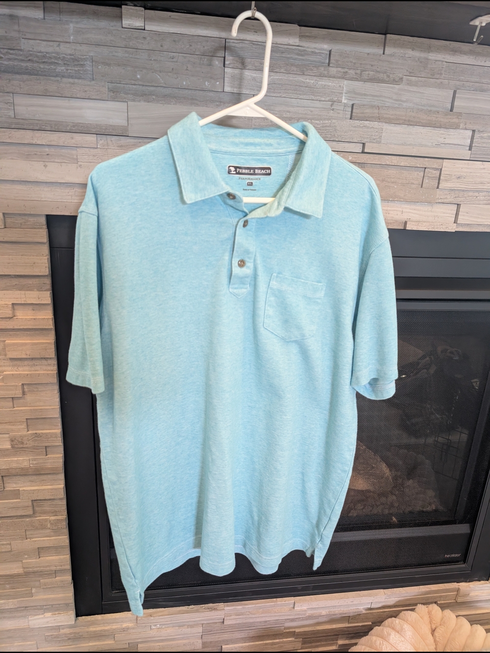 Pebble Beach Men’s Soft Baby Blue Polo with Chest Pocket